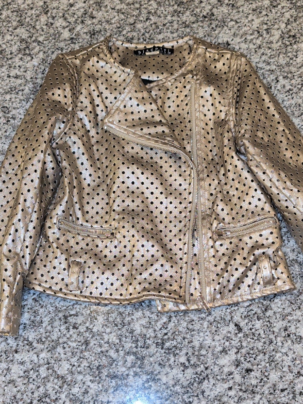 Biscotti Metallic Gold Perforated Kids Moto Jacket